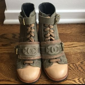 Chanel suede ankle boots